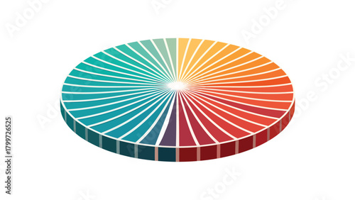 lat circular shape made from thick bars in two alternating solid colors, fake radial gradient illusion, ultra-minimal abstract vector