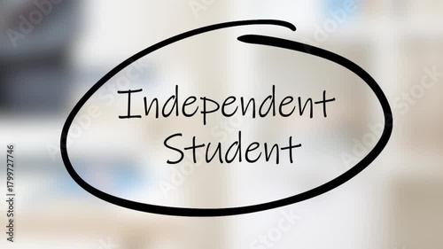 Independent Student Handwriting using black marker on glass