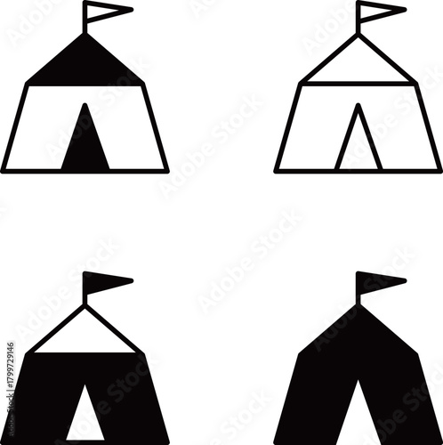 イベント会場のアイコンイラストセット、黒色　Web　Adobe Illustrator Artwork