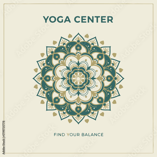 minimalist art Yoga center poster Mandala ornament.eps