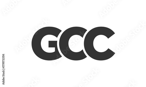 GCC logo design template with strong and modern bold text. Initial based vector logotype featuring simple and minimal typography. Trendy company identity.