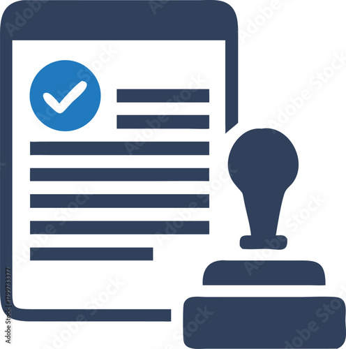 Foto Official document is stamped with approval; everything is validated, confirmed,