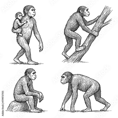 Australopithecus Afarensis Early Hominin Evolution Sketch