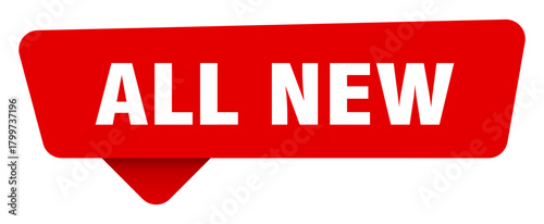 all new red sticker isolated on transpatent background. all new sign