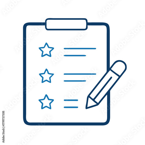 Children's checklist with stars and pencil for educational materials, classrooms, and parenting apps