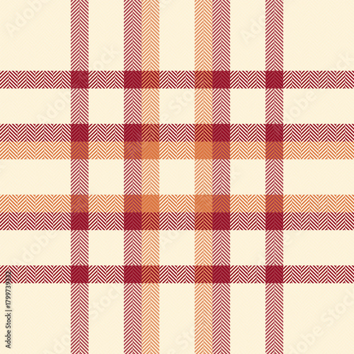 Bed pattern plaid seamless, fluffy check textile vector. Repeatable patterns fabric texture background tartan in cornsilk and papaya whip colors.