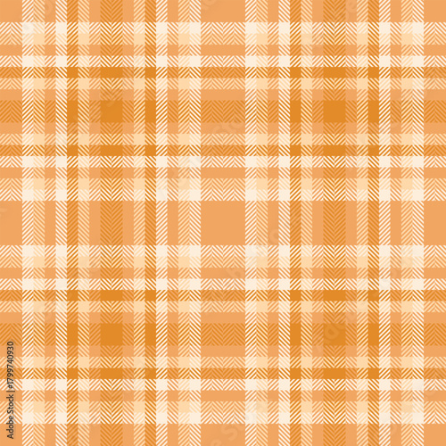 Warm, inviting textile pattern. An orange plaid background creates a cozy, autumnal mood. Ideal for designs requiring tradition, comfort, and rustic charm.
