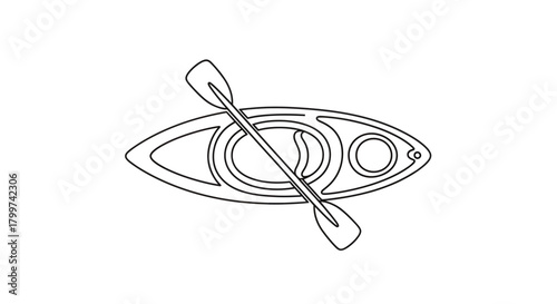 Minimalist kayak vector illustration highlighting recreational paddling and outdoor adventures