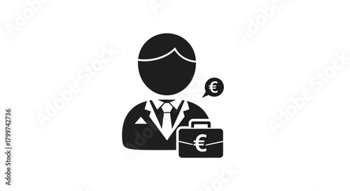 Professional carrying Euro currency funds icon for investment and financial strategies