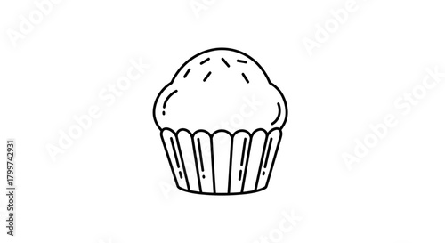Simple muffin illustration in outline style offering a clean design for various applications