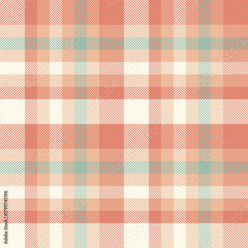 Fiber pattern tartan background, trendy fabric seamless check. Us vector texture textile plaid in orange and red colors.