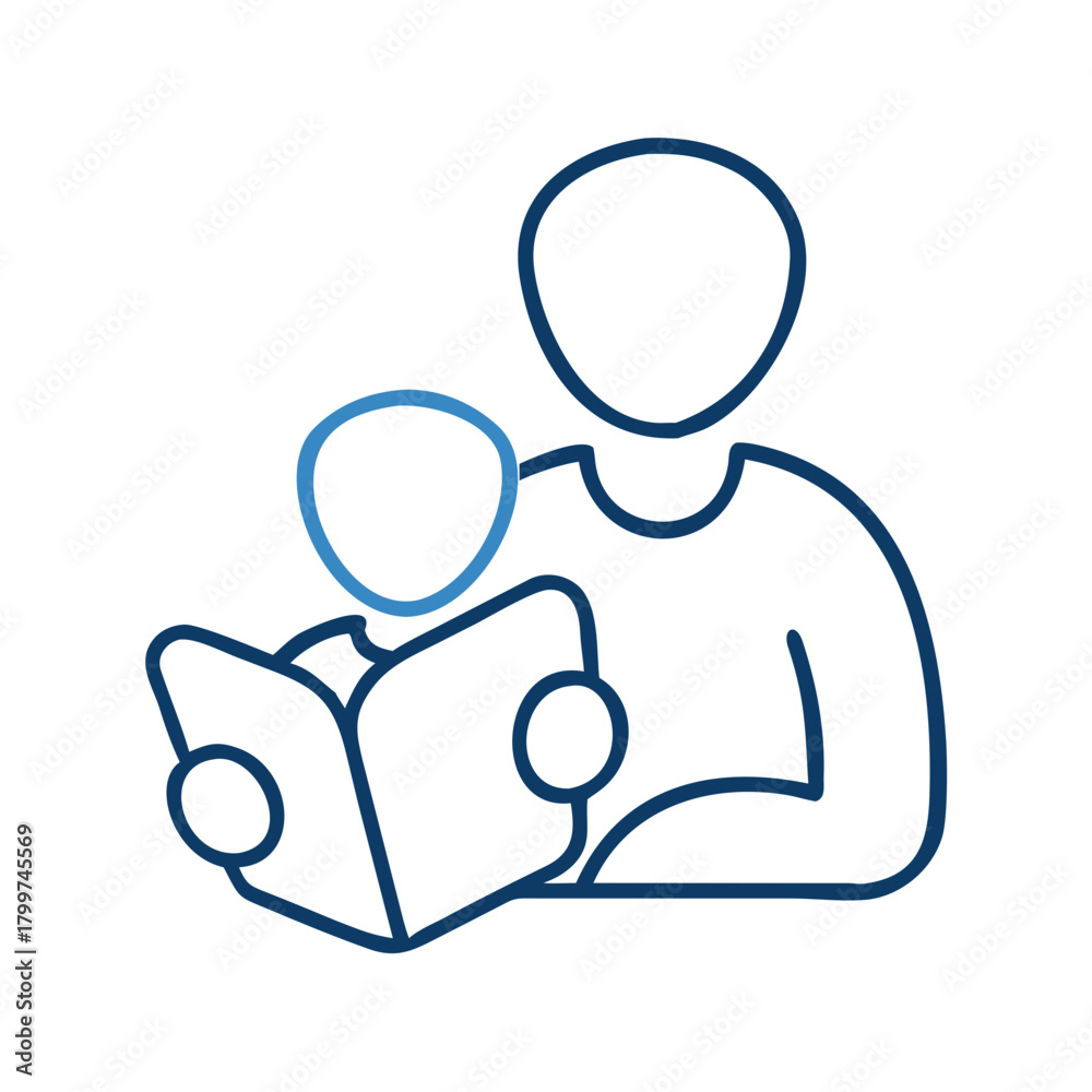 Obraz premium Parent reading to a child icon symbolizing bonding and literacy development in educational resources