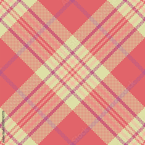 Detailed tartan pattern with warm colors. A textile design ideal for fabric, backgrounds, and designs seeking a cozy, vintage, or rustic aesthetic.