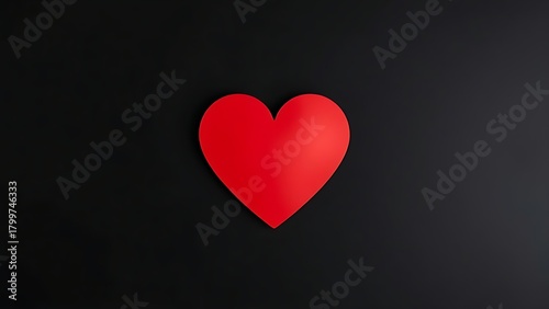 Wallpaper Mural An abstract red heart shape on a matte black background, emphasizing minimalist design with negative space. Torontodigital.ca