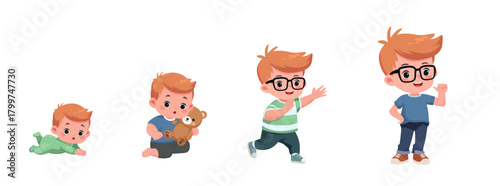 caucasian boy  baby to teen life cycle