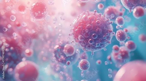 Virus or bacteria cells multiplying in body bloodstream