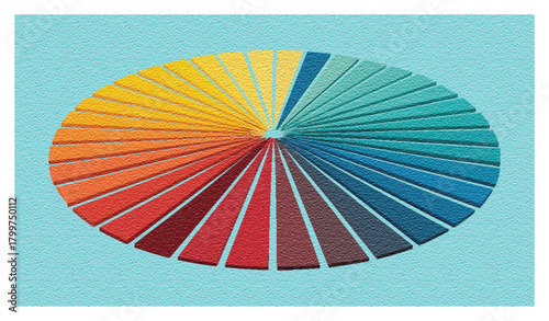 lat circular shape made from thick bars in two alternating solid colors, fake radial gradient illusion, ultra-minimal abstract vector