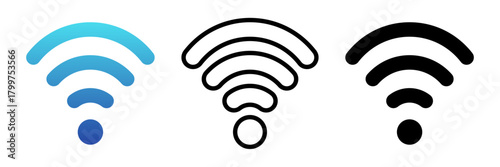 Wi-Fi Icon Set – Color, Outline and Silhouette Vector
