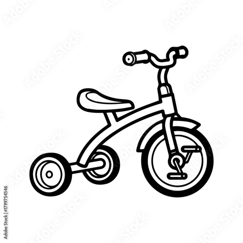 Illustration of a tricycle isolated on, a classic childs toy for learning balance and coordination