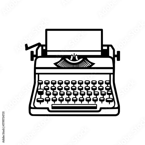 Vintage typewriter illustration isolated on, a classic symbol of writing and journalism