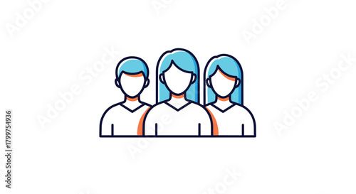 Three stylized figures representing a group of people or a team in a community setting.
