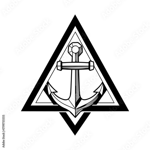 Anchor within triangle illustration isolated on, representing stability, strength, and maritime heritage