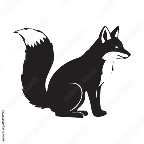 Fox vector silhouette on white background