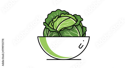 Fresh green cabbage presented in a clean white bowl on a simple surface.