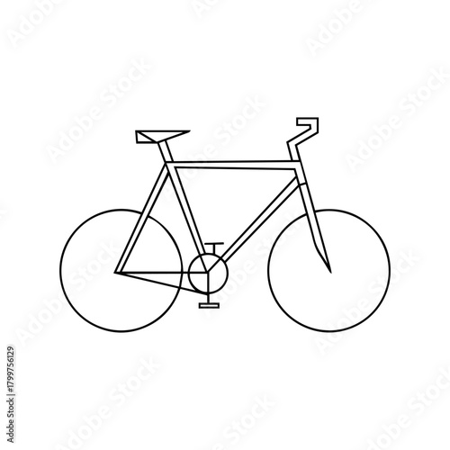 Simple line drawing of a bicycle isolated on, perfect for minimalist designs and icons