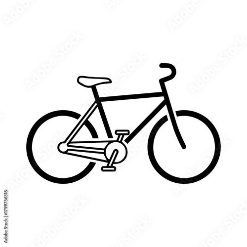 Simple line drawing of a bicycle isolated on, perfect for minimalist designs and icons