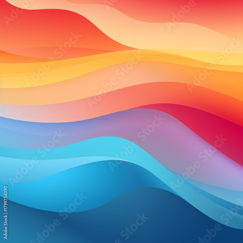 abstract colorful wavy background, suitable for wallpaper, presentation slides, blue to warm colours red orange