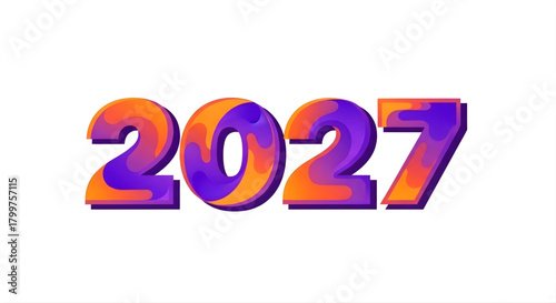 2027 New Year Gradient Text Effect, Happy Holiday