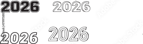 2026 Year Number Typography Variations Keywords: 2026, year, new year, typography, numbers, text