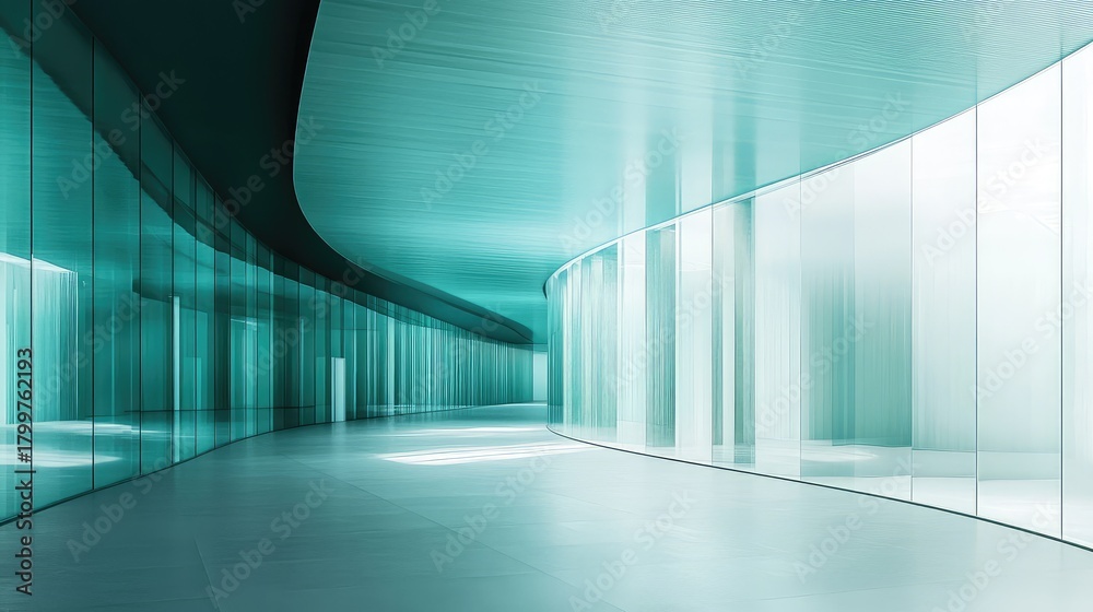 Fototapeta premium Modern futuristic interior architecture with curving glass walls