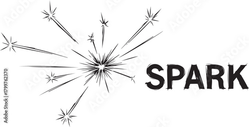 Spark Word and Sparkler Illustration text lettering