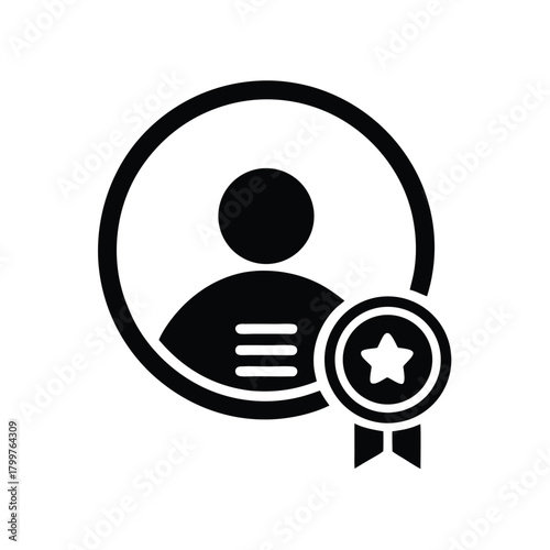 Person profile icon with star badge highlights achievements and excellence elegantly