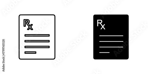 Prescription paper icon, medical rx document symbol isolated on healthcare concept, vector