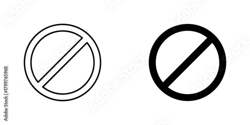 Prohibition icon set representing restriction, denial, and forbidden action isolated on