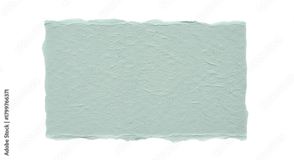 Obraz premium Textured pale teal handmade paper with rough ragged torn edges