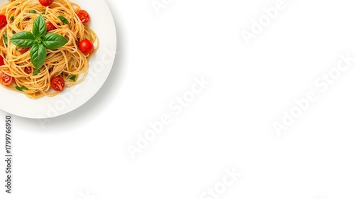 Italian Pasta Menu Background — Plate of Spaghetti at Top‑Left With Watercolor Borders and Ample Copy Space