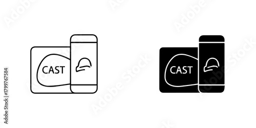 Illustration of a chromecast icon in black and white isolated on for graphic design