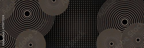 dark brown background with golden circles. modern background. vector illustration. eps 10