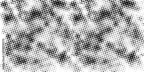 Halftone Square Pixels Pattern. Faded Shade Background. Grid Gradation BG. Black Screentone Diffuse Background. Overlay Texture. Abstract Pattern for Design Comic Prints. Vector Illustration.