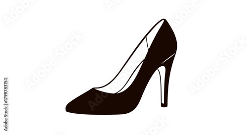 Elegant stiletto silhouette on white evoking fashion allure and design sophistication