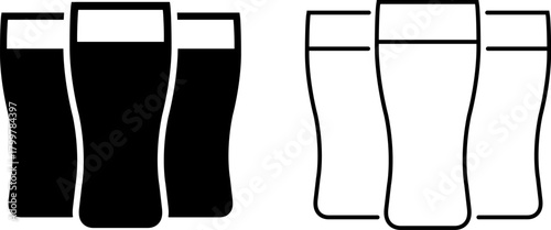 Icon representing three glasses in black and white style suitable for various design projects and branding needs