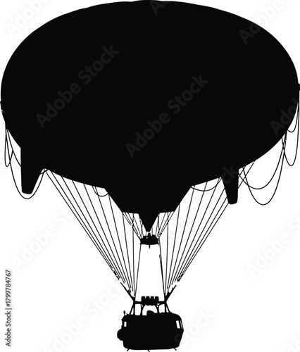 Vintage blimp silhouette soaring majestically against a stark background, evoking adventure and historical travel with its classic design and shadow play for a timeless feel.