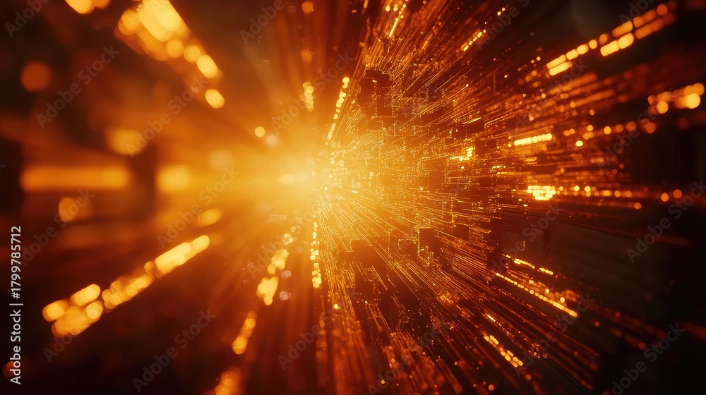 Fototapeta premium Digital data stream exploding from glowing core