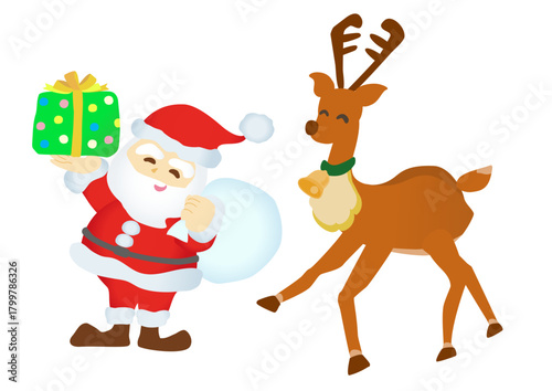 サンタクロースとトナカイのラスト素材