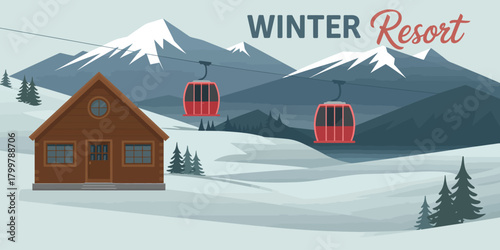 Winter Resort Posters – Travel and Tourism Advertising Collection, Banner and Leaflet Design, Ski Destination Artwork, Alpine Snowy Landscape Vector, Seasonal Marketing Illustration