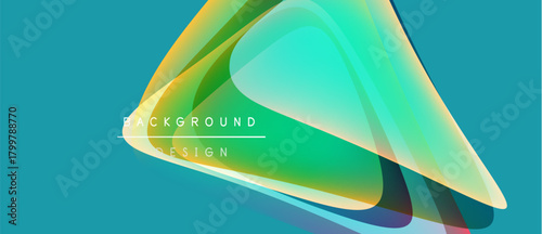 Abstract colorful layers create dynamic background. Smooth gradients blend, forming modern design element. Bright hues dominate composition.